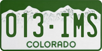 CO license plate 013IMS