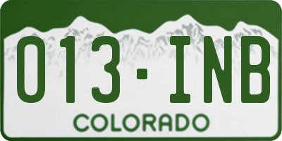 CO license plate 013INB