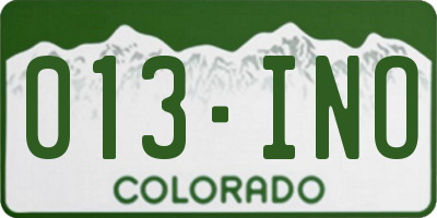 CO license plate 013INO