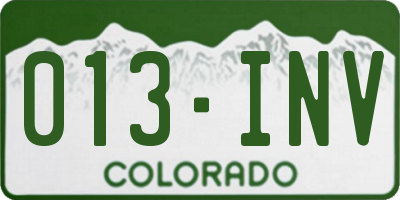 CO license plate 013INV