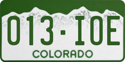 CO license plate 013IOE