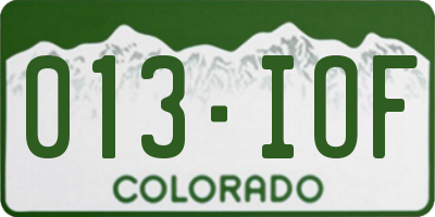 CO license plate 013IOF