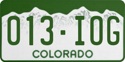 CO license plate 013IOG