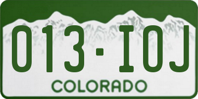 CO license plate 013IOJ