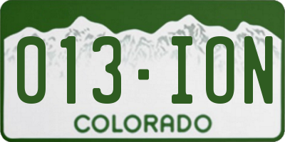 CO license plate 013ION