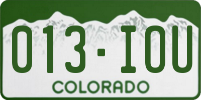 CO license plate 013IOU