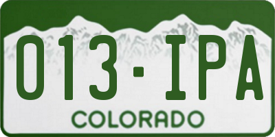 CO license plate 013IPA