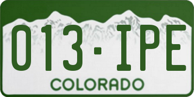 CO license plate 013IPE