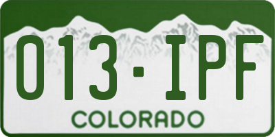 CO license plate 013IPF