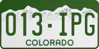 CO license plate 013IPG