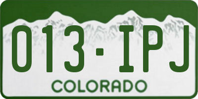 CO license plate 013IPJ