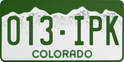CO license plate 013IPK
