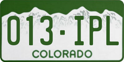 CO license plate 013IPL