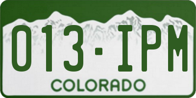 CO license plate 013IPM