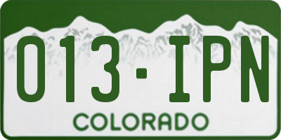 CO license plate 013IPN