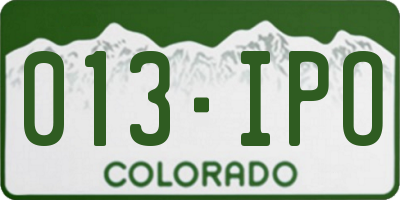 CO license plate 013IPO