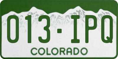 CO license plate 013IPQ