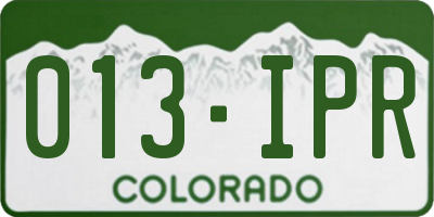 CO license plate 013IPR