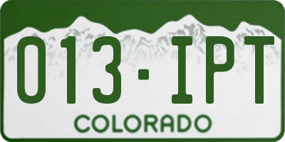 CO license plate 013IPT