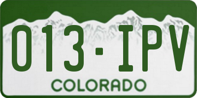 CO license plate 013IPV