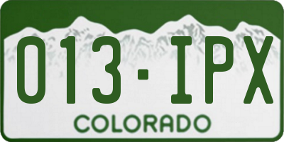 CO license plate 013IPX