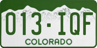 CO license plate 013IQF
