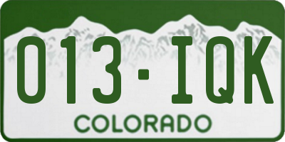 CO license plate 013IQK