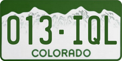 CO license plate 013IQL