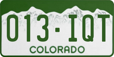 CO license plate 013IQT
