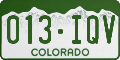 CO license plate 013IQV