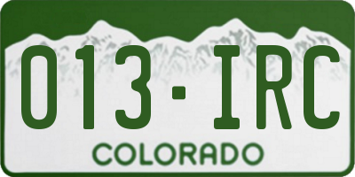 CO license plate 013IRC