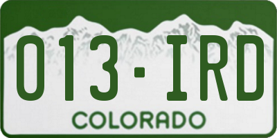 CO license plate 013IRD