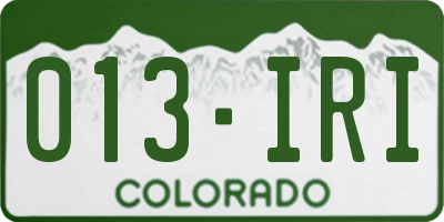 CO license plate 013IRI