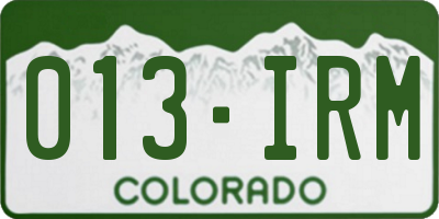 CO license plate 013IRM