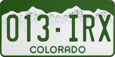 CO license plate 013IRX