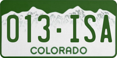 CO license plate 013ISA