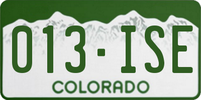CO license plate 013ISE