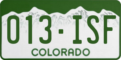 CO license plate 013ISF