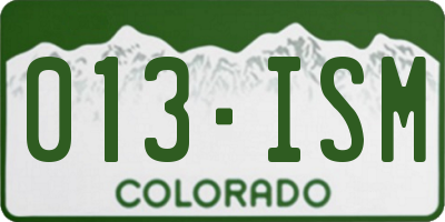 CO license plate 013ISM
