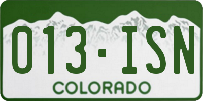 CO license plate 013ISN