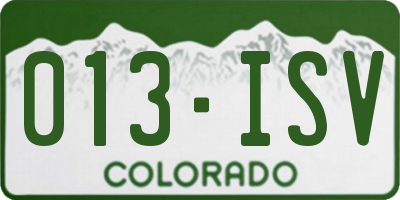 CO license plate 013ISV