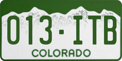 CO license plate 013ITB