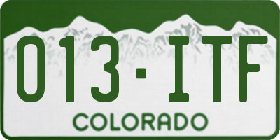 CO license plate 013ITF