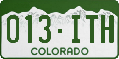 CO license plate 013ITH