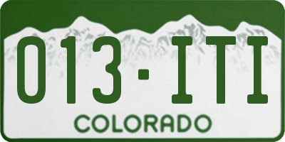 CO license plate 013ITI