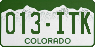 CO license plate 013ITK