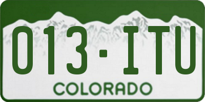 CO license plate 013ITU