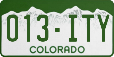 CO license plate 013ITY
