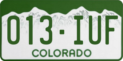 CO license plate 013IUF