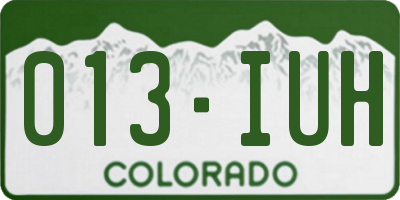 CO license plate 013IUH